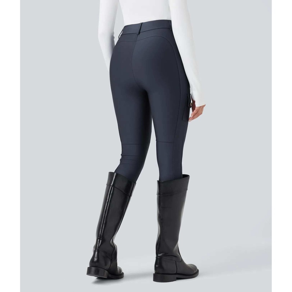 Halara nwt M High Waisted Cargo Equestrian Pants Blue Slim Fit‎ Utility Trousers